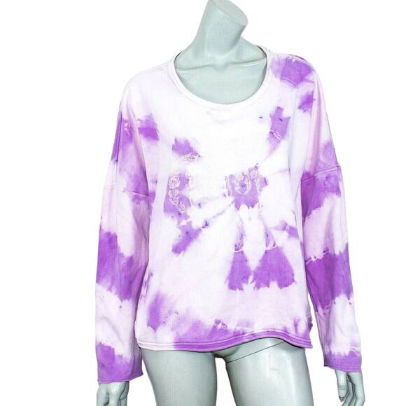 Raquel Allegra Purple Tie-Dye oversize Sweatshirt California Print Sz 1 - Picture 1 of 10